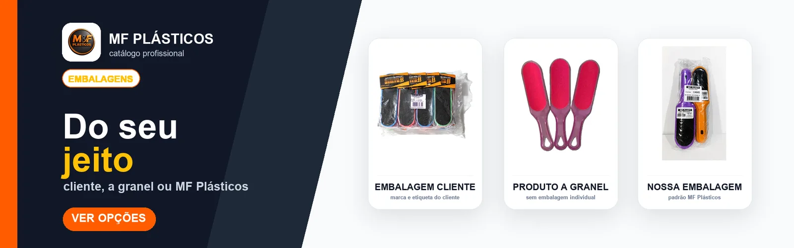 Opções de embalagem cliente, produto a granel e nossa embalagem